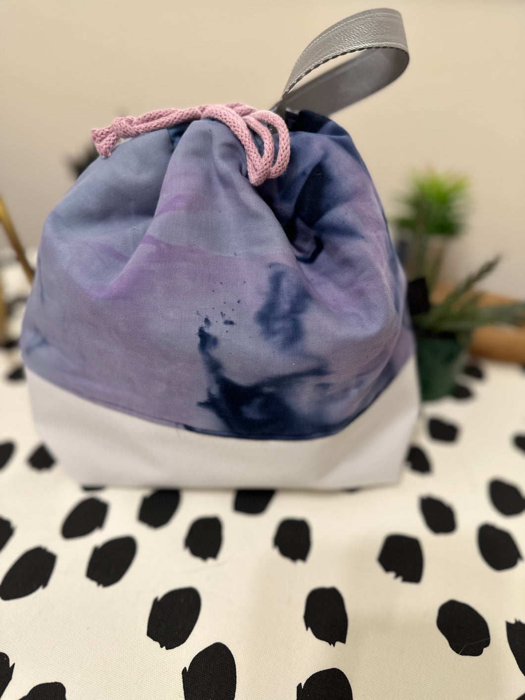 HandDyed Fabric Drawstring Bag (Dark-Purple)