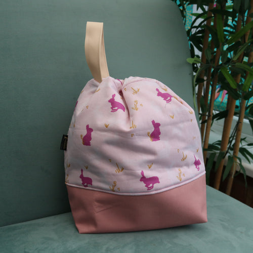 Bunny Rabbits Drawstring Bag (Pink)